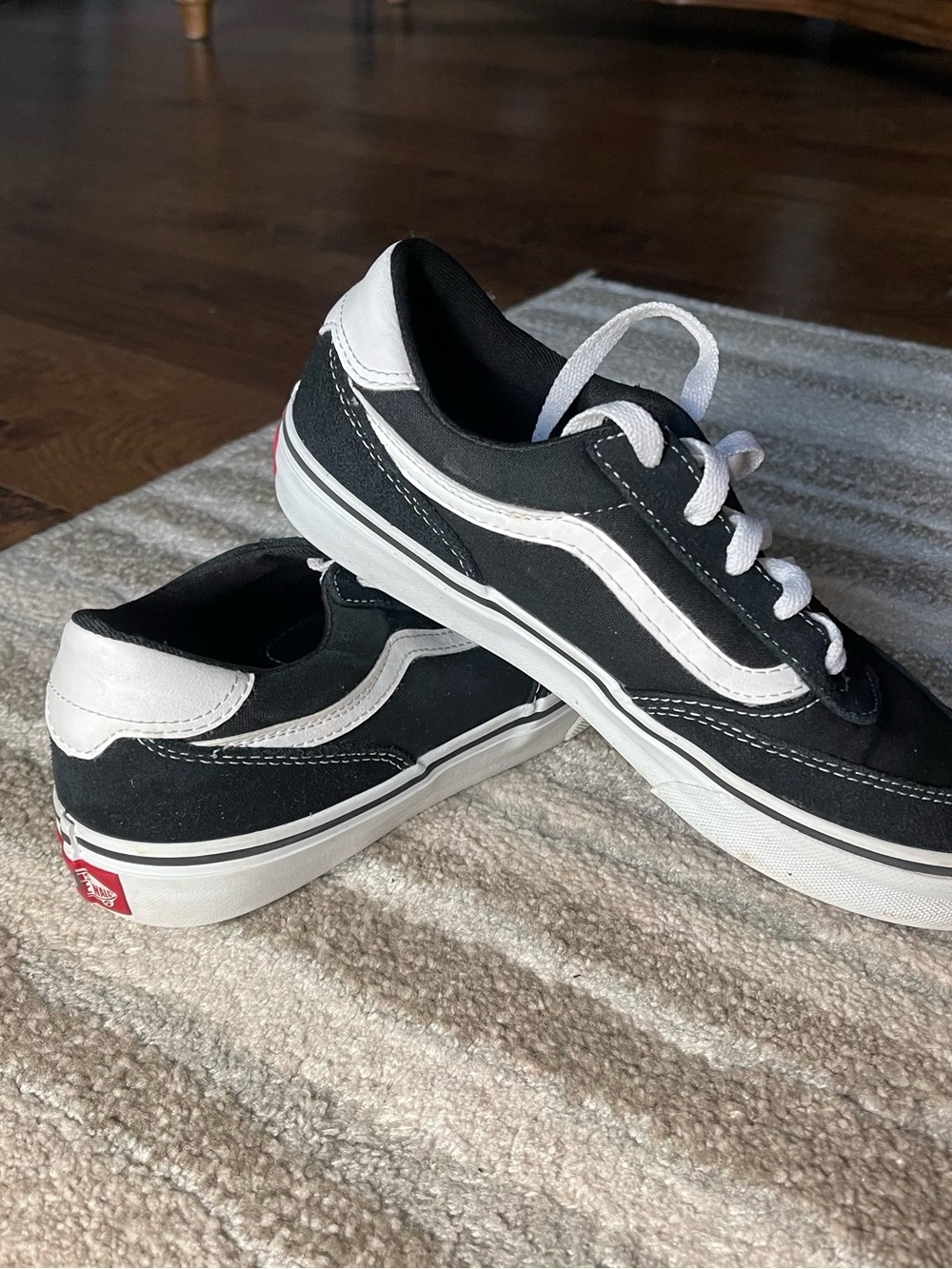 Vans Kids Black and White Low-Top Skate Sneakers